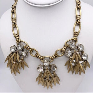 J. Crew Quill Jeweled Gold Necklace